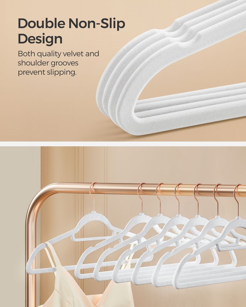 SONGMICS Clothes Hanger with Rose Gold Swivel Hook 
