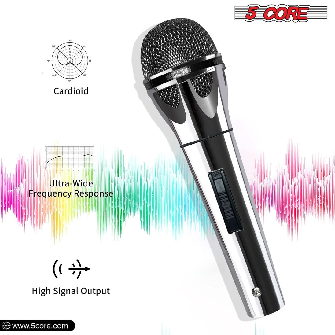 5Core XLR Microphone, Dynamic Microphone, Karaoke Mic, Singing Microphone, Studio Microphone.