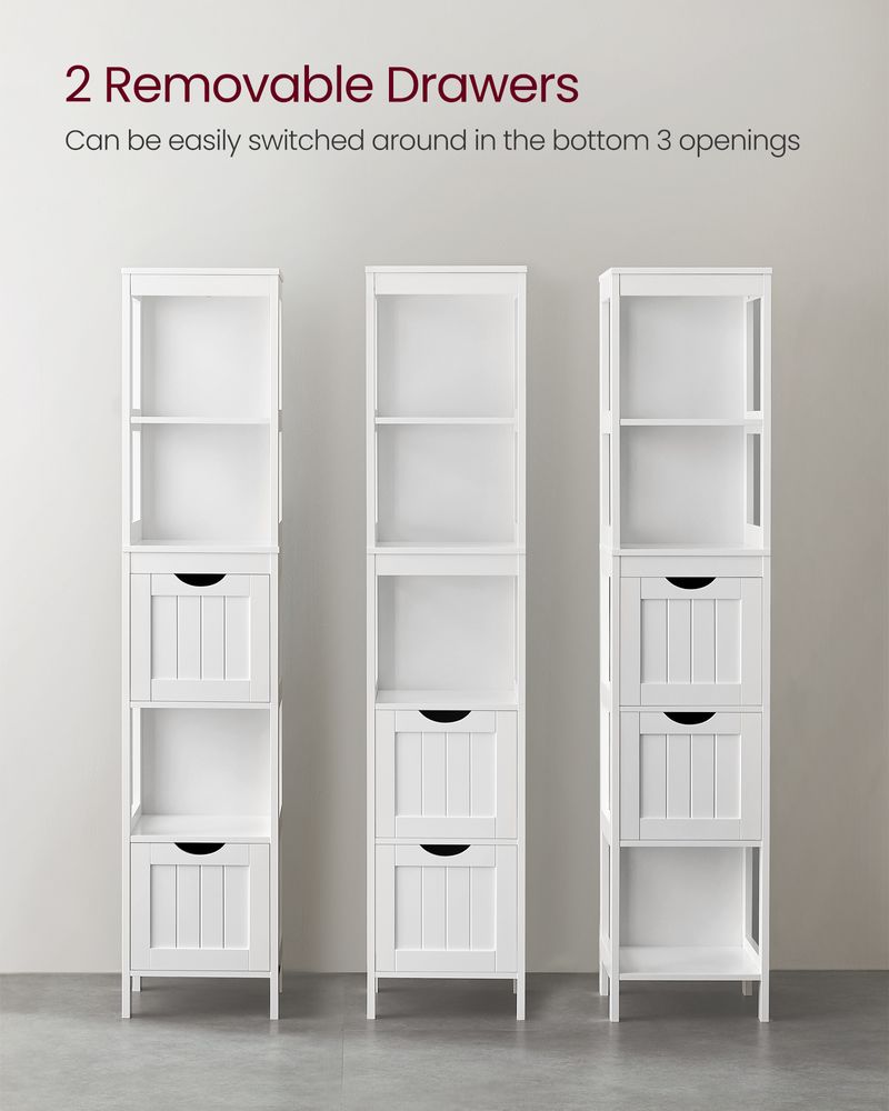 VASAGLE Bathroom Floor Cabinet with 2 Removable Drawers 