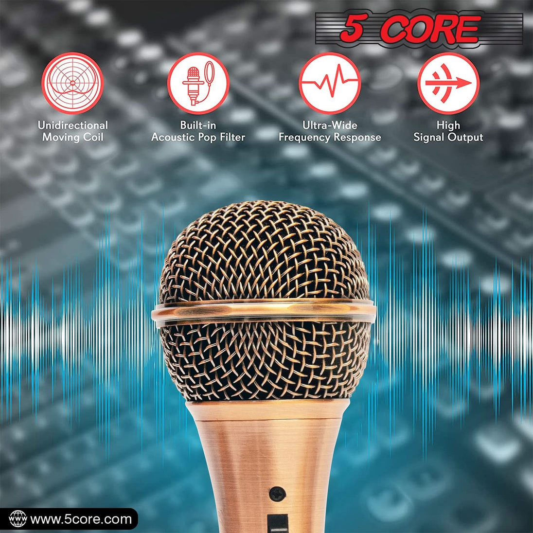 5Core XLR Microphone Dynamic Mic Karaoke Singing Studio Microfono Handheld Mics ND-959 Elantra