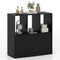 3-Cube Bookcase with Doors 3-Tier Cubic Bookshelf with Open Compartments and Cabinet-Black