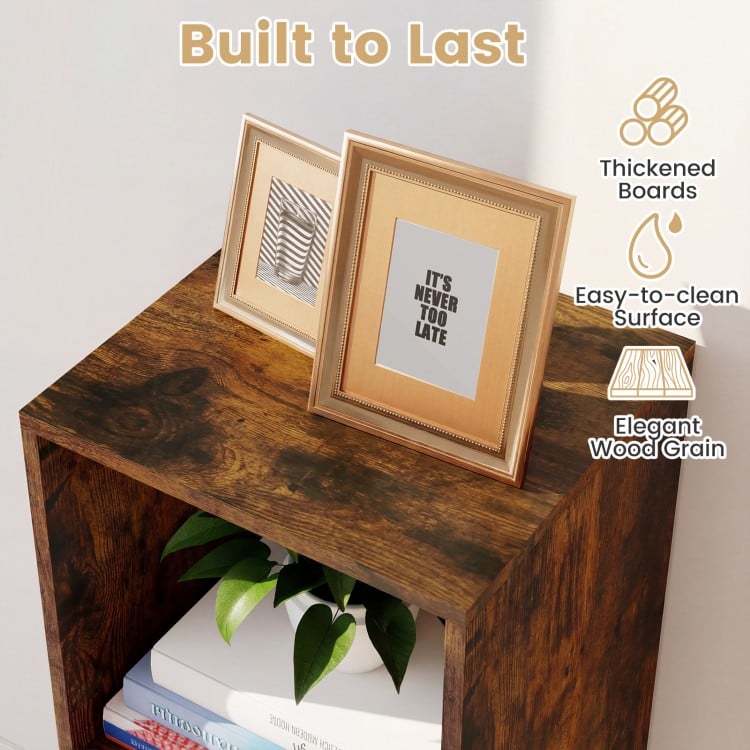 3 Cube Bookshelf with Back Guardrail for Living Room Bedroom-Brown