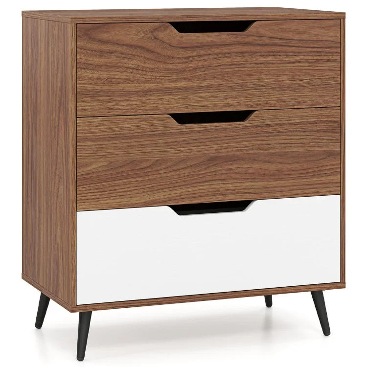 3-Drawer Rustic Farmhouse Wooden Storage Dresser, Modern Chest of Drawers for Bedroom, Living Room & Entryway