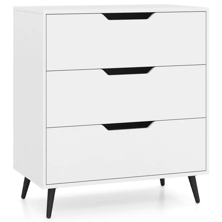 3-Drawer Rustic Farmhouse Wooden Storage Dresser, Modern Chest of Drawers for Bedroom, Living Room & Entryway