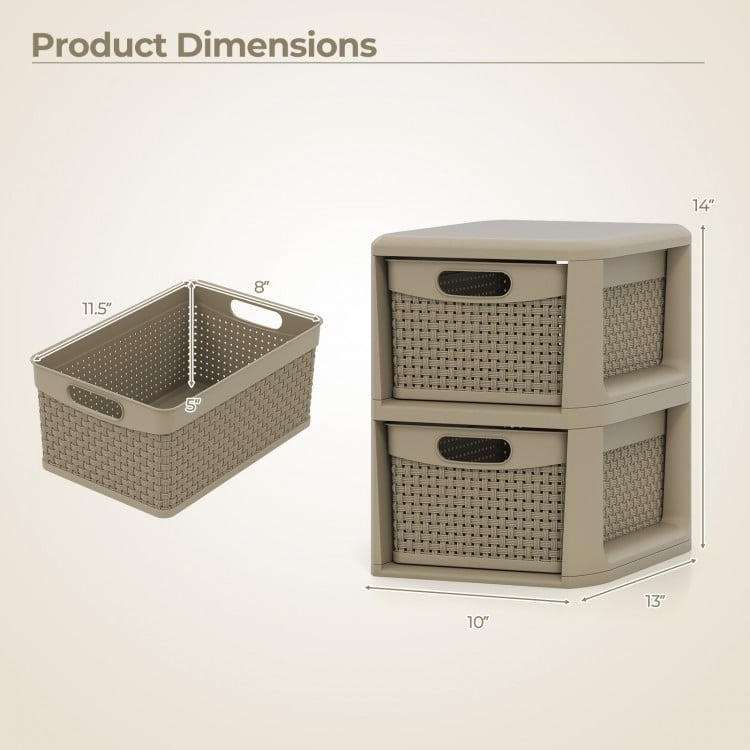 3-Drawer Storage Organizer with Wicker Patterns-Black