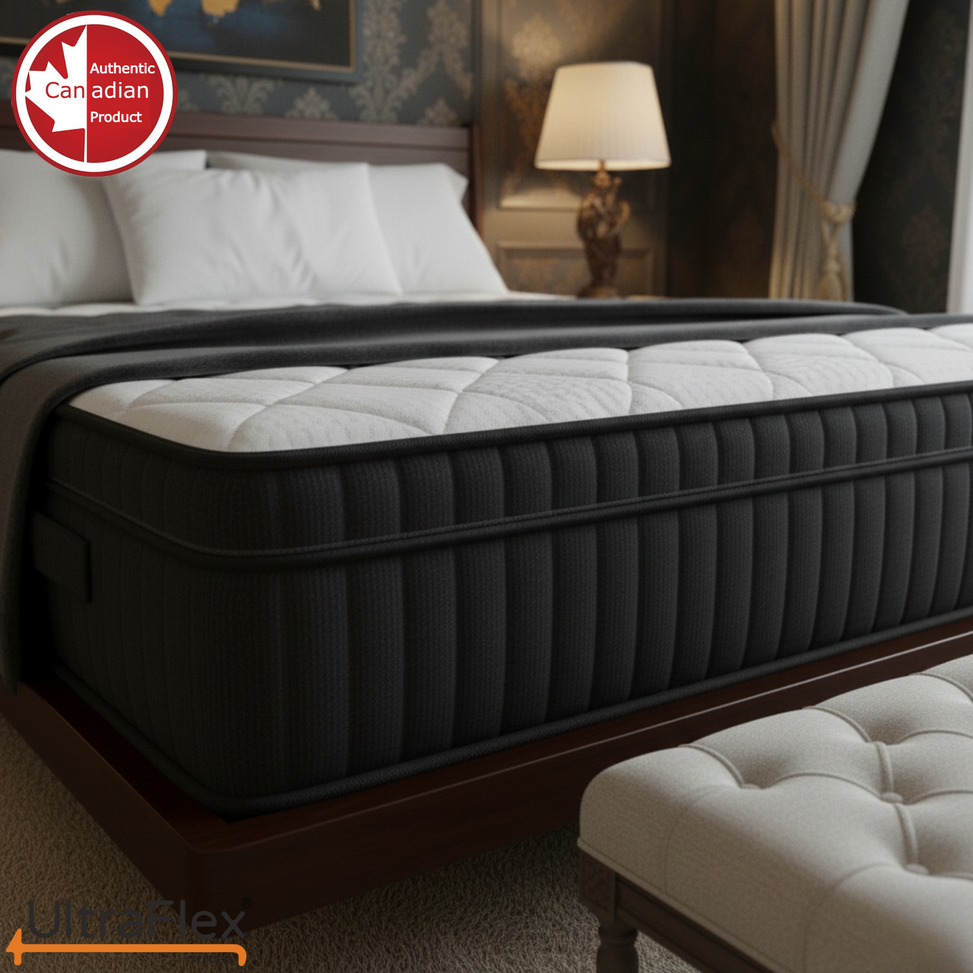 UltraFlex® Opulence Medium Firm Orthopedic Hybrid Mattress – Canadian-Made Advanced Cooling Gel & Pocket Coil System for Undisturbed Sleep & Edge-to-Edge Support