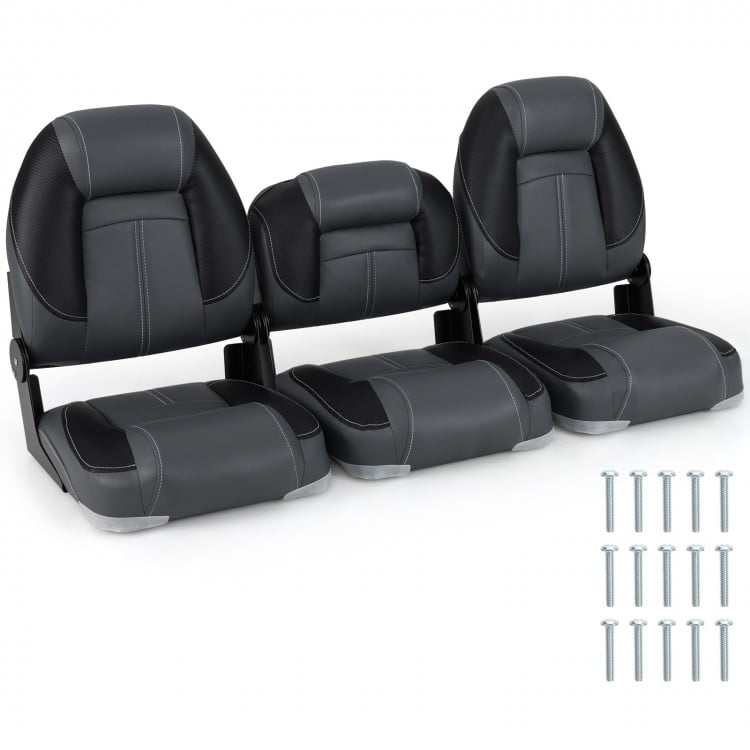 3-Pack Folding Boat Seats with 28D Soft Sponge Padding