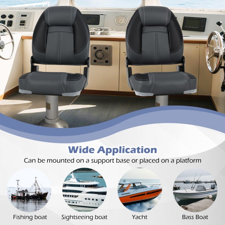 3-Pack Folding Boat Seats with 28D Soft Sponge Padding
