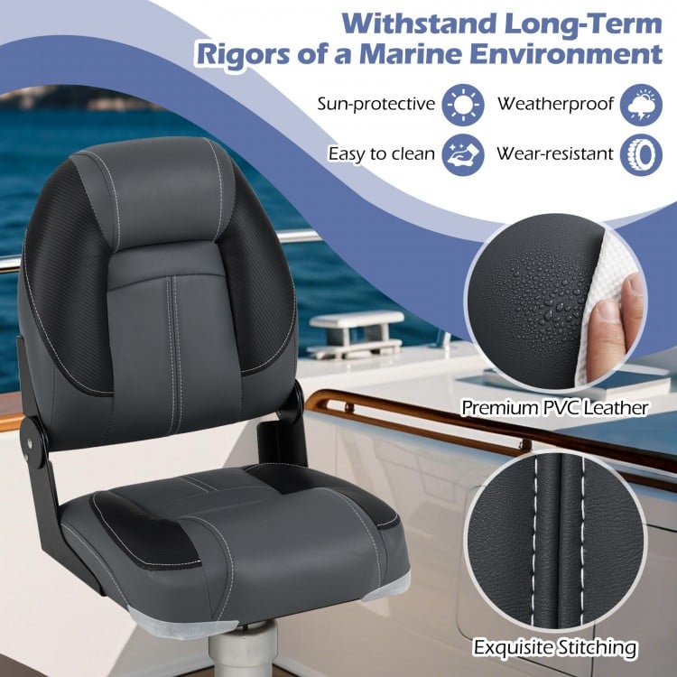 3-Pack Folding Boat Seats with 28D Soft Sponge Padding