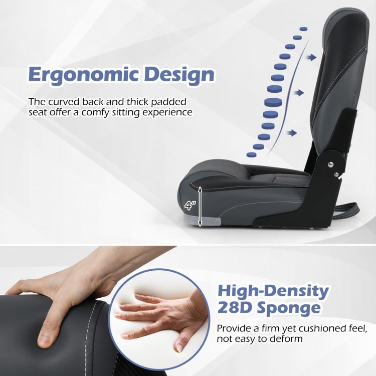 3-Pack Folding Boat Seats with 28D Soft Sponge Padding