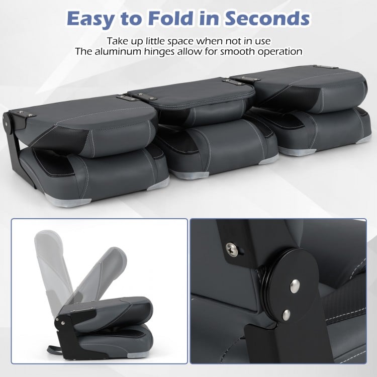 3-Pack Folding Boat Seats with 28D Soft Sponge Padding