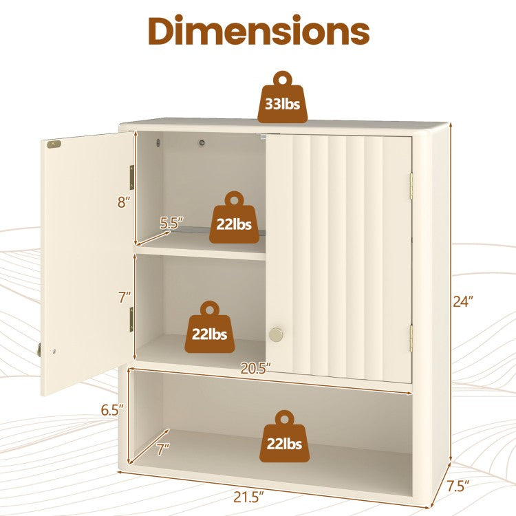 3-Piece Bathroom Cabinet Set with Fluted Doors – Over-the-Toilet Cabinet, Tall Corner Cabinet & Wall Cabinet