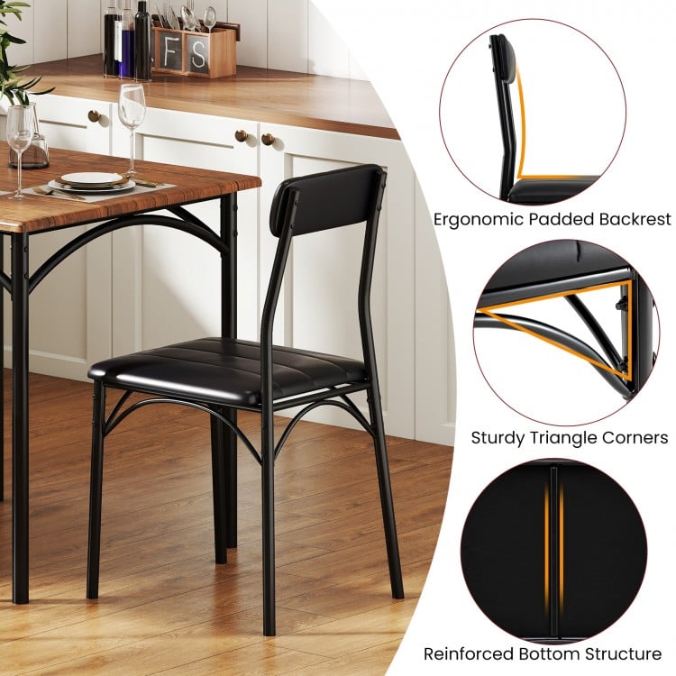 3-Piece Dining Table Set Square Kitchen Table and 2 Chairs for Dining Room-Rustic Brown