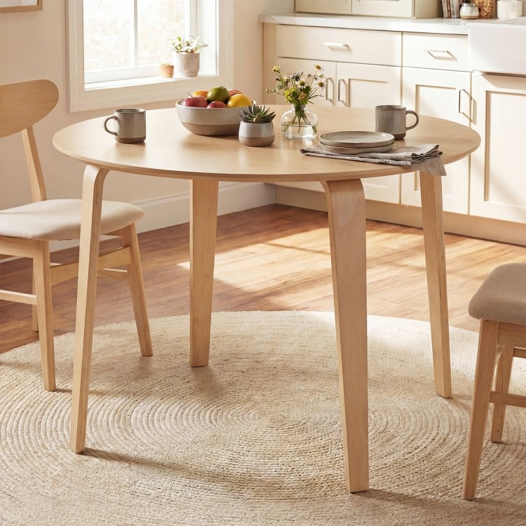 3 Piece Dining Table Set with 2 Padded Dining Chairs and Rubber Wood Table-Natural