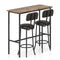 3-Piece Industrial Bar Table Set with 2 Upholstered Stools and Footrests for Dining Room-Rustic Brown