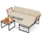 3-Piece L-Shaped Patio Furniture Set for Porch Backyard and Poolside-Beige