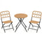 3 Piece Patio Bistro Set Folding Round Table and Chairs with Wicker Seat