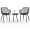 3 Piece Patio Chair Set with PP Seat and Tabletop for Porch-Black