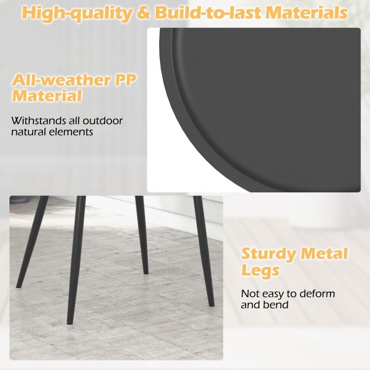 3 Piece Patio Chair Set with PP Seat and Tabletop for Porch-Black