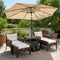 3-Piece Patio Lounge Bundle – 5-Piece PE Rattan Conversation Set with Wicker Umbrella Side Table & 7.5 FT Tilt Market Umbrella
