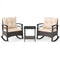 3 Piece Rocking Bistro Set PE Rattan Rocker Chairs with Acacia Wood Top Table-Beige