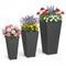 3-Piece Wicker Planters Tapered PP Rattan Plant Boxes with Plastic Flower Pots-Black