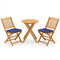 3 Pieces Acacia Wood Patio Folding Bistro Set with Soft Cushions-Navy