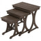 3 Pieces Nesting Coffee Table Side Table with Solid Rubber Wood Legs-Brown