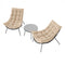 3 Pieces PE Rattan Conversation Set with Cushioned Papasan Chairs-Beige