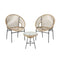 3 Pieces Patio Acapulco Furniture Bistro Set with Glass Table-Brown