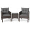 3 Pieces Patio PE Wicker Furniture Set with Cushions  for Porch and Balcony-Gray