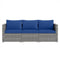 3 Pieces Patio Sectional Sofa Set PE Rattan Modular Couch Furniture Set with Soft Cushions-Navy