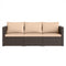 3 Pieces Patio Sectional Sofa Set with Soft Cushions-Beige