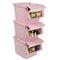 3 Pieces Storage Bins on Wheels Stackable Plastic Boxes with Stay-Open Lid (M)-Pink