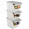 3 Pieces Storage Bins on Wheels Stackable Plastic Boxes with Stay-Open Lid (S)-Gray