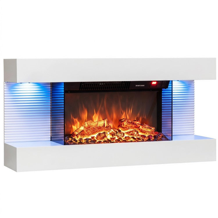 3-Sided WiFi Smart Electric Fireplace with Floating Mantel, 12 Flame Colors & Remote