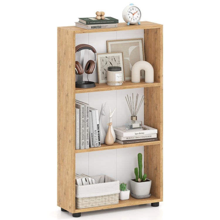 3-Tier Bookcase 42 inch Tall Book Shelf with Anti-Tipping Kit-Brown