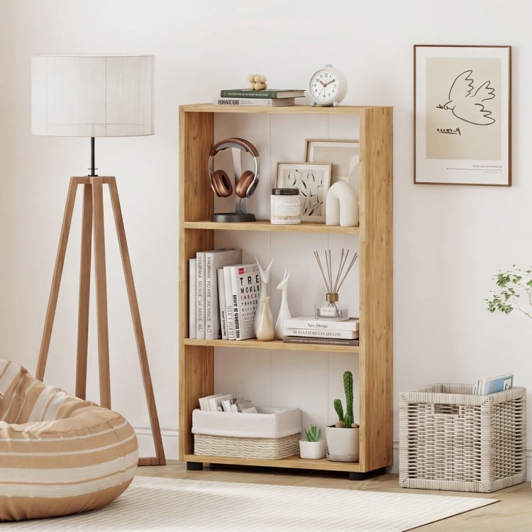 3-Tier Bookcase 42 inch Tall Book Shelf with Anti-Tipping Kit-Brown