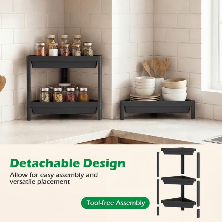 3-Tier Corner Shower Caddy 2-Pack with Detachable Design-Black