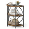 3-Tier Half Round End Table with Study Metal Frame for Living Room-Rustic Brown