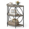 3-Tier Half Round End Table with Study Metal Frame for Living Room-Gray