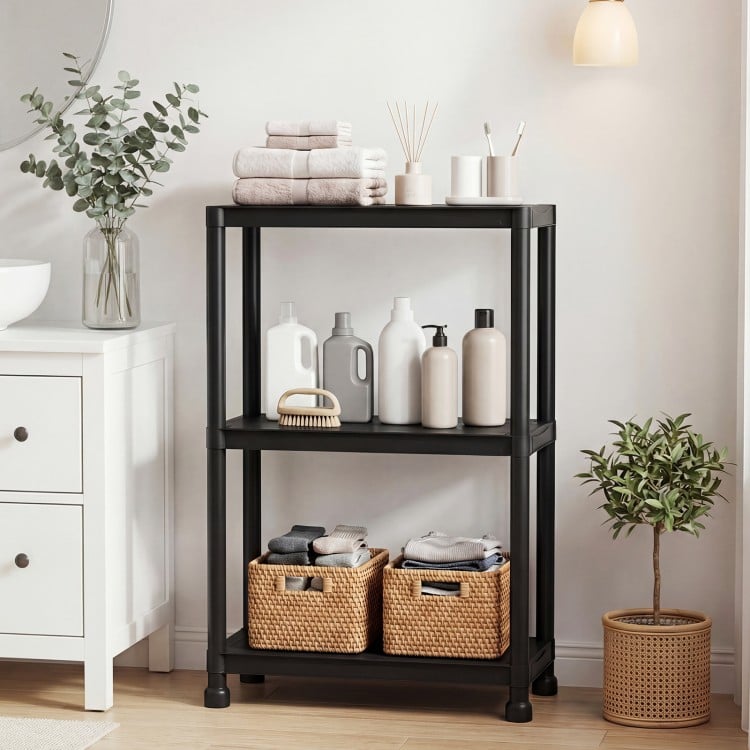 4-Tier Heavy-Duty Plastic Storage Shelves Freestanding Garage Shelving Unit