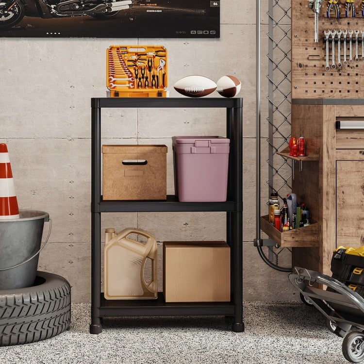 5-Tier Heavy-Duty Plastic Storage Shelves Freestanding Garage Shelving Unit