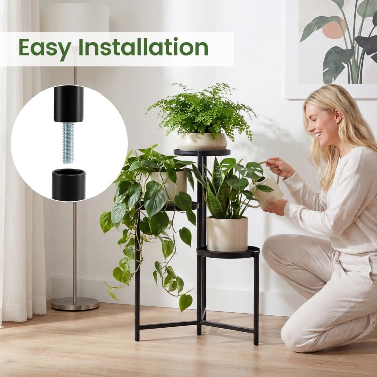 3-Tier Metal Plant Stand Indoor Outdoor Tall Corner Flower Pot Holder Display Rack