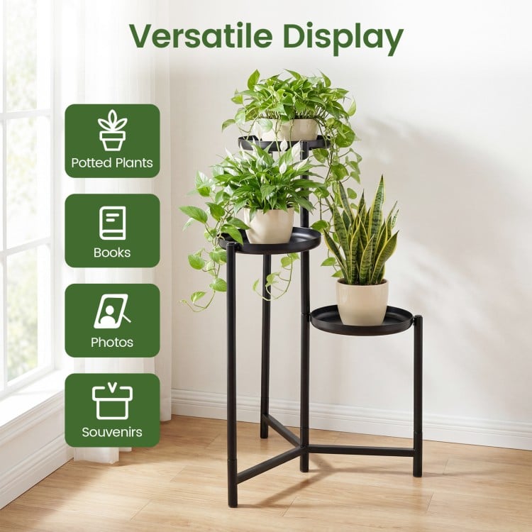 3-Tier Metal Plant Stand Indoor Outdoor Tall Corner Flower Pot Holder Display Rack