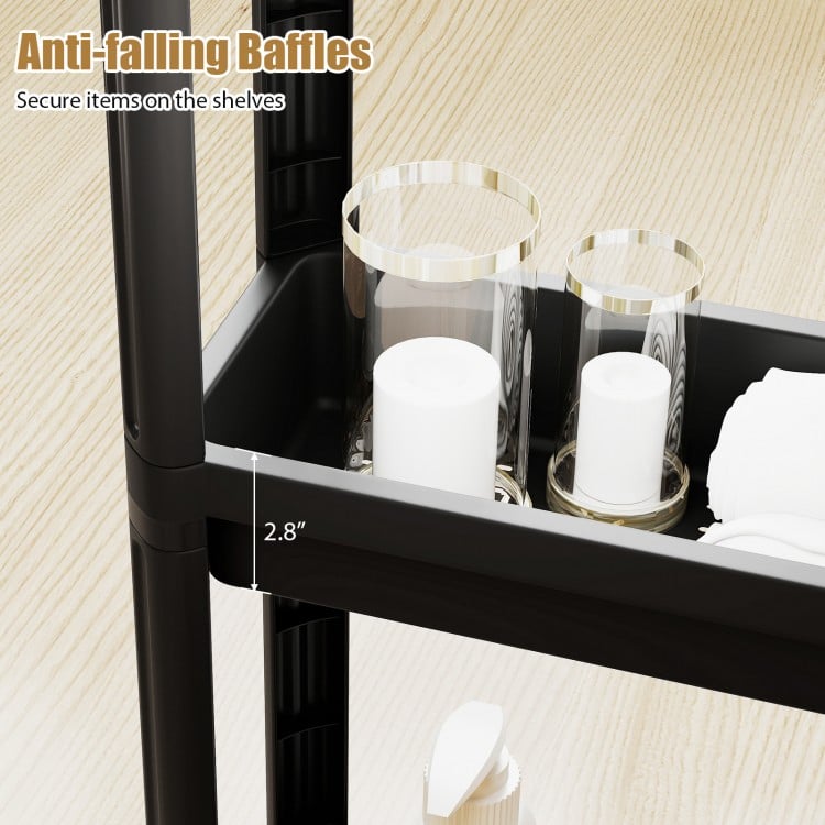 3-Tier Slim Rolling Storage Cart 2-Pack Mobile Bathroom Organizer with Wheels-Black