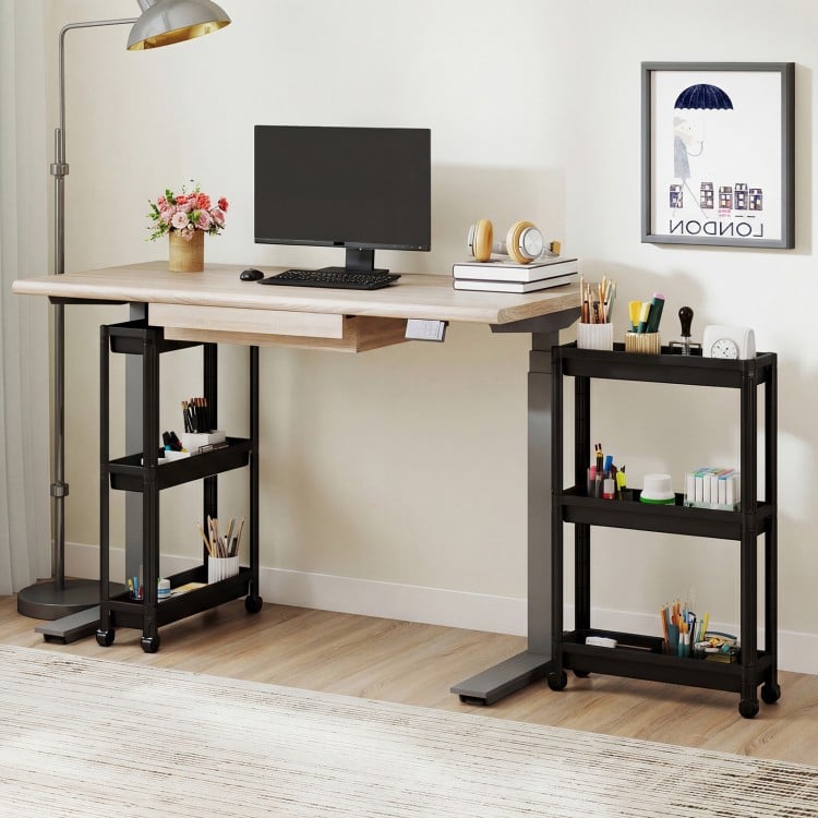 3-Tier Slim Rolling Storage Cart 2-Pack Mobile Bathroom Organizer with Wheels-Black