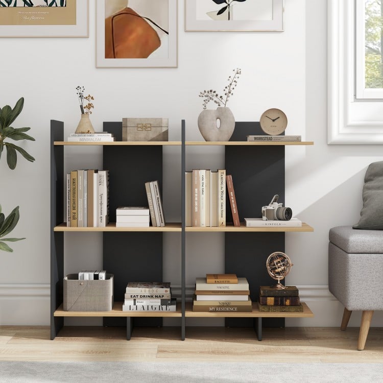 3 Tier Wooden Bookshelf with Anti-Tipping Kit-Oak