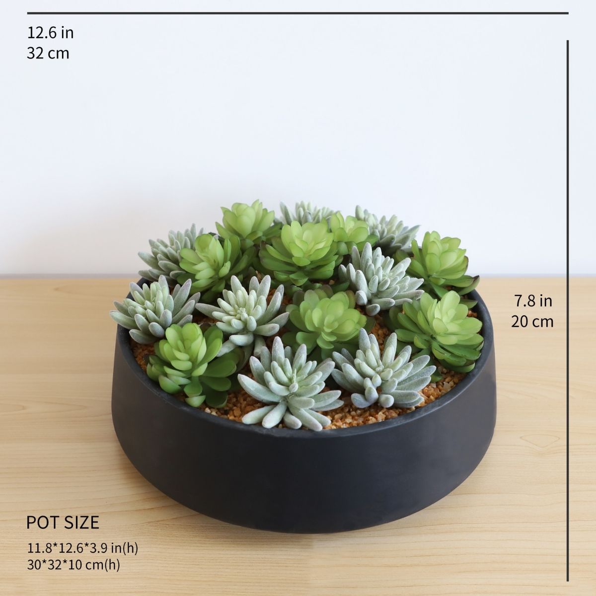 Kae Artificial Succulent Arrangement in Low Black Pot 