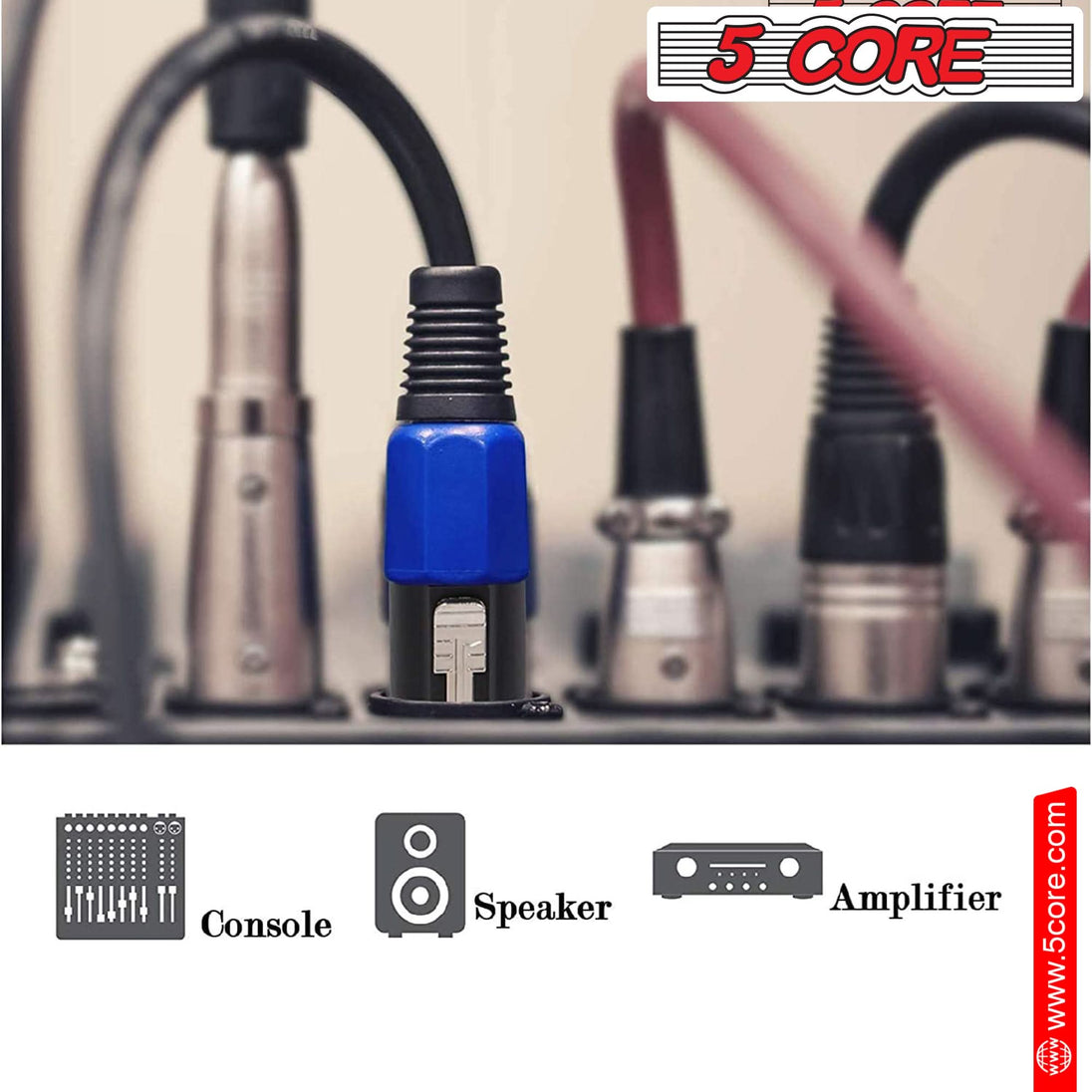 5Core Speakon Adapter High Quality Audio Jack Male Audio Pin Speaker Adapter Connector